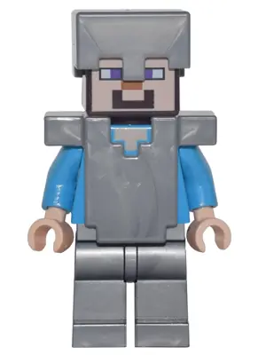 MIN053:  Steve (Light Nougat) - Flat Silver Legs, Helmet and Armor