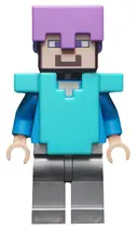Minifigurka: MIN060:  Steve (Light Nougat) - Flat Silver Legs, Medium Lavender Helmet, Medium Azure Armor