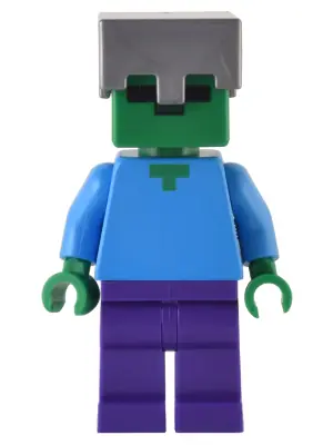 MIN131:  Zombie - Dark Purple Legs, Flat Silver Helmet