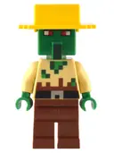 Minifigurka: MIN135:  Zombie Villager - Tan Torso, Yellow Hat