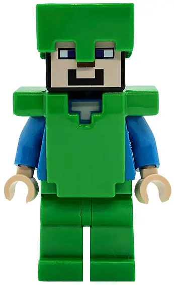 MIN140:  Steve (Light Nougat) - Bright Green Legs, Helmet and Armor
