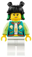 Minifigurka: MK013:  Mei - Dark Turquoise Jacket, Lopsided Grin / Sneer