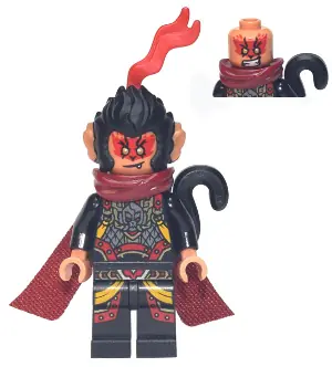 MK075:  Evil Macaque - Black and Red Armor, Dark Red Cape, Monkey Tail