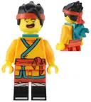 Minifigurka: MK113:  Monkie Kid - Bright Light Orange Robe, Dark Turquoise Neck Bracket and Clip, Angry / Happy