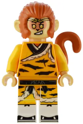 MK119:  Monkey King - Bright Light Orange Robe, Black Animal Stripes, Sash