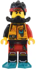 Minifigurka: MK121:  Monkie Kid - Bright Light Orange Diving Suit, Black Scuba Gear, Dark Turquoise Flippers