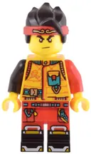 Minifigurka: MK131:  Monkie Kid - Bright Light Orange Diving Suit, Frown