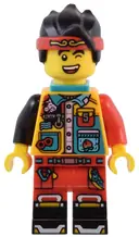 Minifigurka: MK133:  Monkie Kid - Bright Light Orange 5th Anniversary Shirt, Dark Turquoise Neck Bracket and Clip