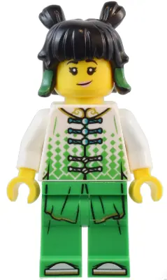MK141:  Mei - White Robe Top, Bright Green Pants
