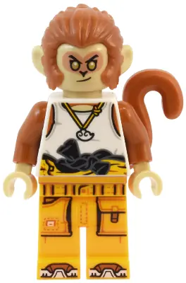 MK149:  Monkey King - White Tank Top, Bright Light Orange Racing Suit