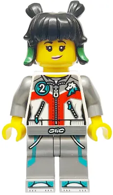 MK161:  Mei - White Jacket with Zippers, Flat Silver Legs