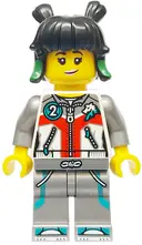Minifigurka: MK161:  Mei - White Jacket with Zippers, Flat Silver Legs