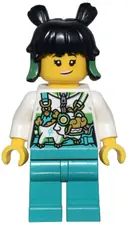 Minifigurka: MK173:  Mei - White Top, Overalls, Dragon Bag