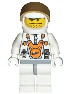 MM007:  Mars Mission Astronaut with Helmet and Orange Sunglasses on Forehead, Stubble
