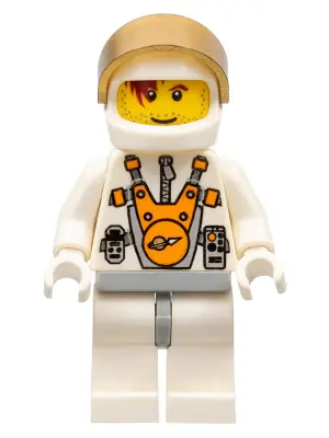 MM008:  Mars Mission Astronaut with Helmet and Red-Brown Hair over Eye and Stubble