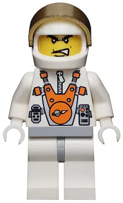 MM009:  Mars Mission Astronaut with Helmet and Angry Black Eyebrows and Messy Hair