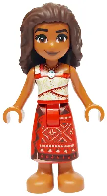 MOA007:  Moana (Sienna) - Mini Doll, Red and White Top, Red Long Skirt, Dark Brown Hair