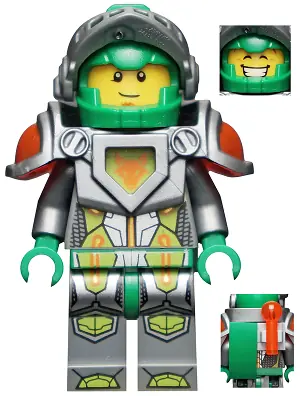 NEX004:  Aaron Fox - Flat Silver Visor and Armor, Clip, Curved Slope, and Bar with Tow Ball on Back