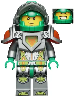 NEX035:  Aaron Fox - Flat Silver Visor and Armor, 2 Clips and 2 Bars with Tow Ball on Back