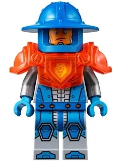 NEX074:  Royal Soldier / King's Guard - Blue Helmet with Broad Brim, Trans-Neon Orange Armor