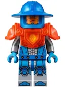 Minifigurka: NEX074:  Royal Soldier / King's Guard - Blue Helmet with Broad Brim, Trans-Neon Orange Armor