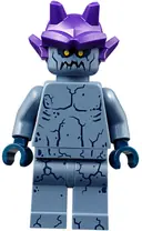 Minifigurka: NEX088:  Stone Stomper - Small Dark Blue Cracks on Chest and Legs, Closed Mouth, Dark Purple Gargoyle Horns