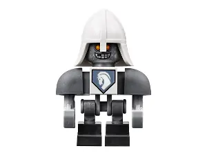 NEX091:  Lance Bot - Dark Bluish Gray Shoulders, White Helmet