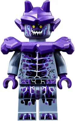 NEX102:  Stone Stomper - Fully Cracked Open Chest and Legs, Open Mouth, Dark Purple Gargoyle Horns and Shoulder Pads Armor