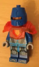 Minifigurka: NEX111:  Royal Soldier / King's Guard - Blue Helmet with Eye Slit, Trans-Neon Orange Armor, Clip on Back