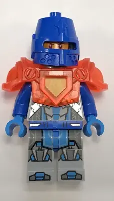 NEX122:  Royal Soldier / King's Guard - Blue Helmet with Eye Slit, Trans-Neon Orange Armor
