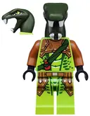 Minifigurka: NJO0217:  Zoltar - Serpentine Snake Warrior, Lime with Scales, Dark Orange Armor Coverings, Dark Green Strap with Red Vial