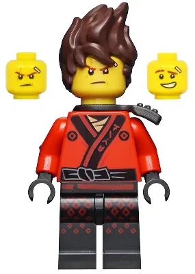 NJO0360:  Kai - The LEGO Ninjago Movie, Hair, Pearl Dark Gray Scabbard