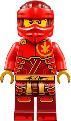 NJO0858:  Kai - Dragons Rising, Tunic with Large Armor Plates, Dark Red and Red Head Wrap