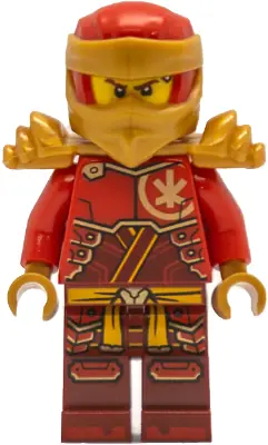NJO0864:  Kai - Dragons Rising, Tunic with Large Armor Plates, Red and Pearl Gold Head Wrap, Shoulder Armor