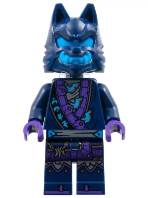 NJO0869:  Wolf Mask Claw Warrior - Dark Blue and Dark Azure Mask, Neck Bracket