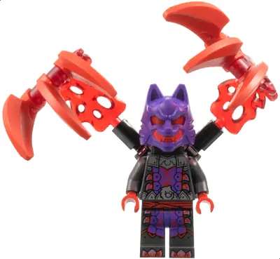 NJO0899:  Wolf Mask Warrior - Dark Purple and Red Mask, Energy Claws