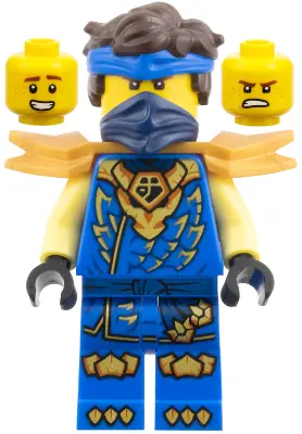 NJO1073:  Jay - Dragons Rising, Tunic with Dragon Head, Hair, Wide Pearl Gold Shoulder Armor