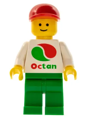 OCT012NEW:  Octan - White Logo, Green Legs, Red Cap Short Bill (Reissue)