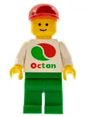 Minifigurka: OCT012NEW:  Octan - White Logo, Green Legs, Red Cap Short Bill (Reissue)