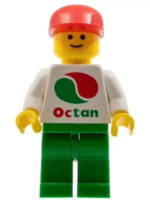 OCT012NEW2:  Octan - White Logo, Green Legs, Red Cap Long Bill (Reissue)