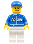 Minifigurka: OCT054:  Octan - Blue Oil, White Legs, Blue Short Bill Cap