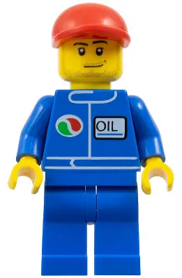 OCT064:  Octan - Blue Oil, Blue Legs, Red Short Bill Cap, Smirk and Stubble Beard