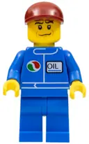 Minifigurka: OCT069:  Octan - Blue Oil, Blue Legs, Dark Red Short Bill Cap, Crooked Smile