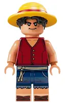 Minifigurka: OP016:  Monkey D. Luffy - Hair Combo, Straw Hat with Black Hair, Closed Mouth Grin