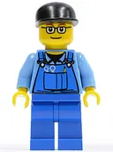 Minifigurka: OVR039:  Overalls with Tools in Pocket Blue, Black Cap, Glasses