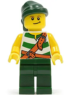 PI083:  Pirate Green / White Stripes, Dark Green Legs, Dark Green Bandana