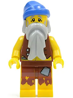 PI100:  Pirate Vest and Anchor Tattoo, Gray Beard, Blue Bandana (Castaway)