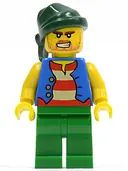 Minifigurka: PI103:  Pirate Blue Vest, Green Legs, Dark Green Bandana, Bared Teeth