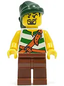 Minifigurka: PI105:  Pirate Green / White Stripes, Reddish Brown Legs, Dark Green Bandana, Goatee