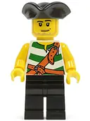 Minifigurka: PI106:  Pirate Green / White Stripes, Black Legs, Tricorne Hat